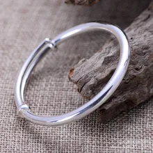 Thai silver 990 fine silver jewelry simple smooth female models live on adjustable bracelet free shipping koraba fine jewelry natural millettia dielsiana bracelet retro couple gifts free shipping