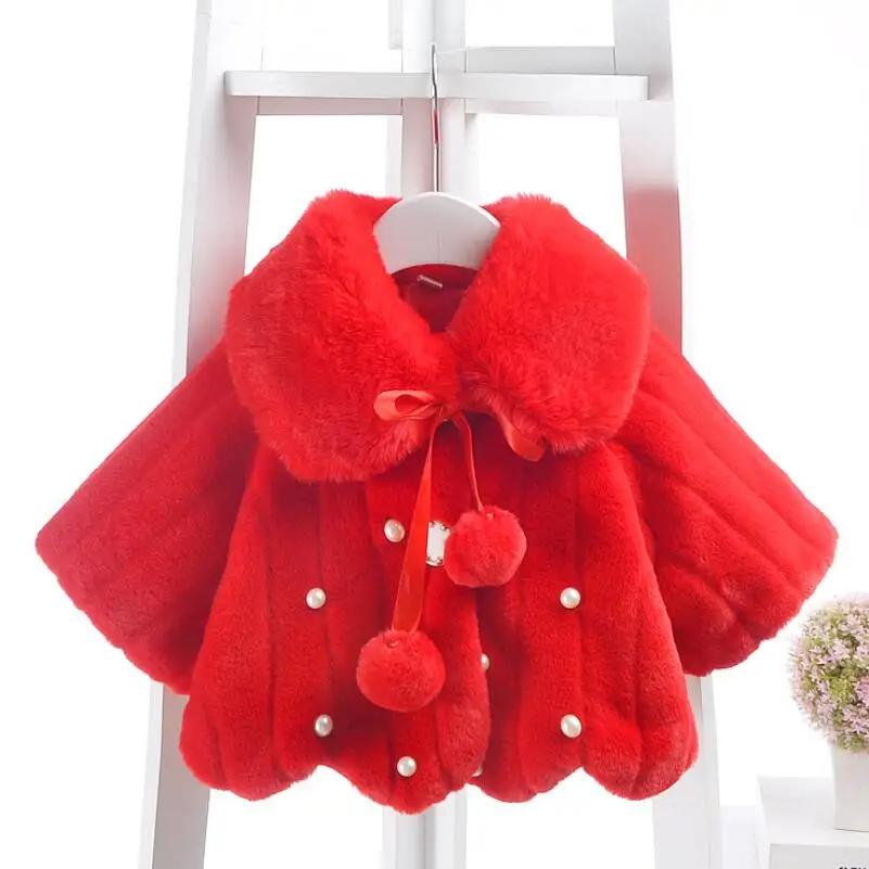 Флисовые пальто из искусственного меха для маленьких девочек, осенне-зимняя одежда Детская шерстяная Верхняя одежда для девочек, шаль, Детский костюм JW6797