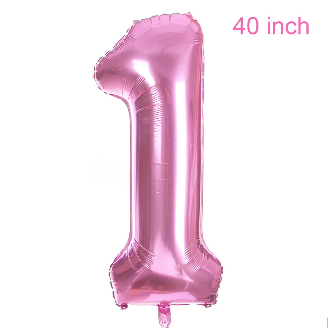 5Pcs Happy Age 1st Birthday Number Helium Foil Balloon Baby Party Decor Boy Girl Blue/Pink