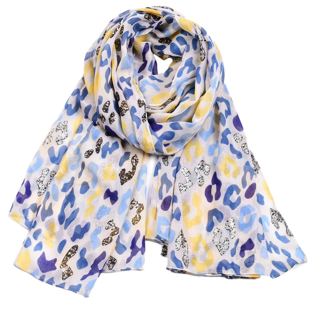 2019 Fashion Cotton Leopard Print Fringe Scarves Shawls Long Silver Foil Wrap Hijab 6 Color 10pcs/LOT Free Shipping |