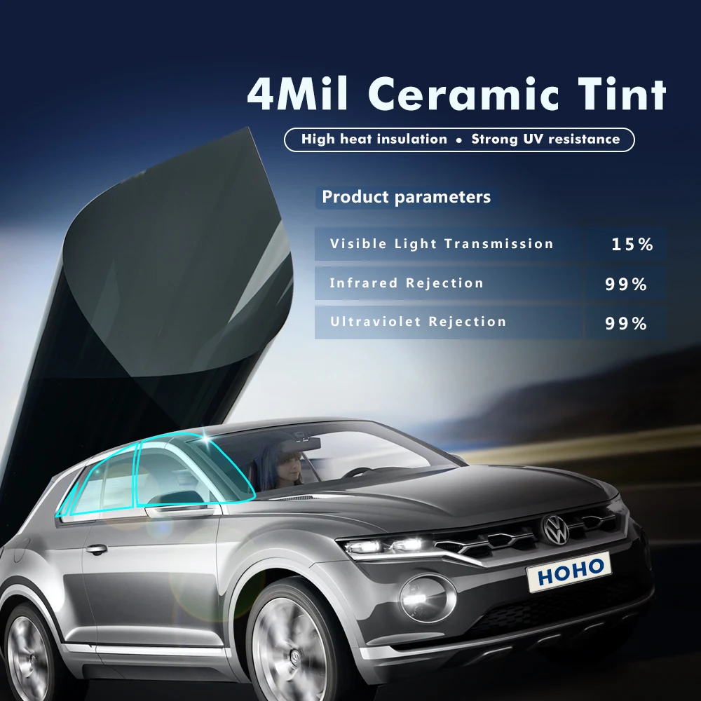 HOHO 4Mil Car Window Film 15% VLT Nano Ceramic Auto Tint Film Privacy Tint,152cmx100cm 