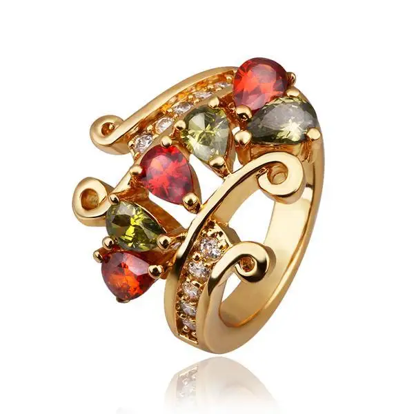R426 Wholesale High QualityNickle Free Antiallergic New Fashion Jewelry 18K Real Gold Plated Ring For Women