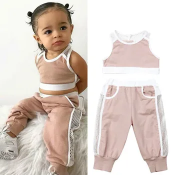 

2019 Baby Girl summer clothing set Clothes Tops sport Vest Long Pants Outfits Set for Kid clothes toddler Children newborn