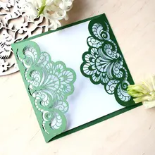 Шт. 50 шт. темно-зеленые свадебные приглашения, лазерная резка на заказ приглашения, индивидуальные поздравительные открытки, элегантный орнамент