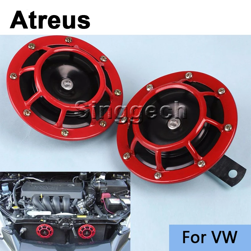 

Atreus Car Stickers Red Electric Blast Tone Horn Kit For Volkswagen VW Polo Passat B5 B6 CC Golf 4 5 6 7 Touran T5 Tiguan Bora