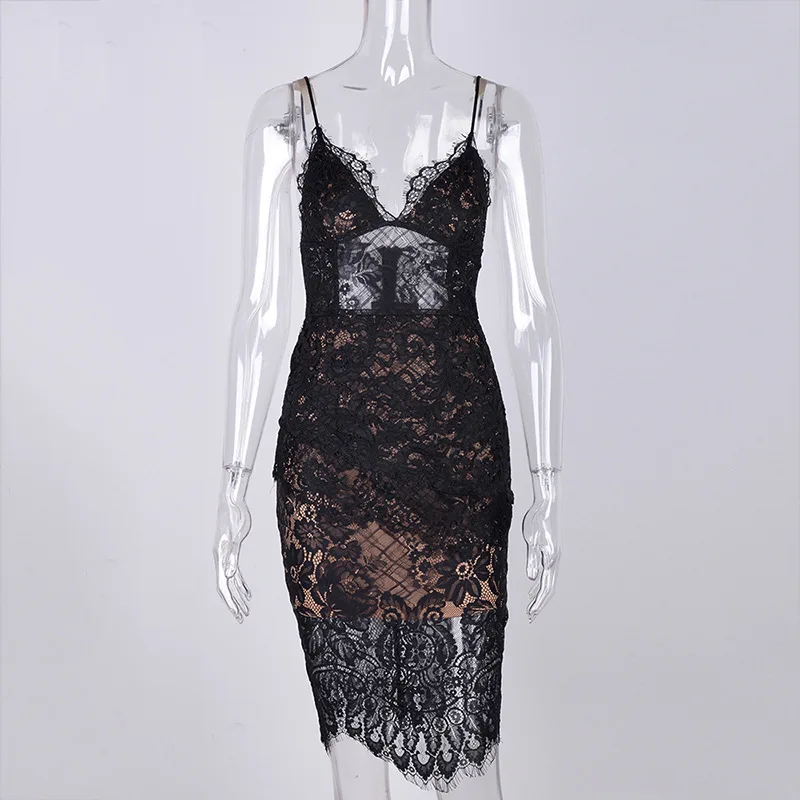 DRESSMECB кружевное сексуальное платье 2019 на бретельках с открытой спиной Платье