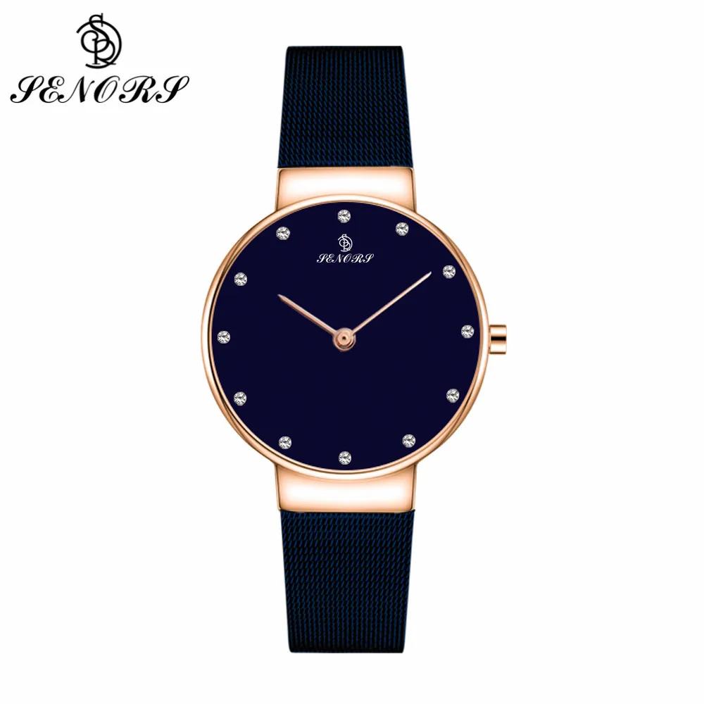 

SENORS Ultrathin Women Quartz Watches Mesh Steel Strap Gold Plated Ladies Wristwatch Simple Waterproof Wrist Watch Female Clock