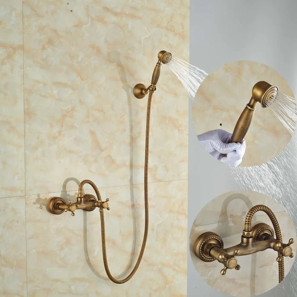Simple Desian Wall Mounted Dual Cross Handles Bathroom Shower Faucet