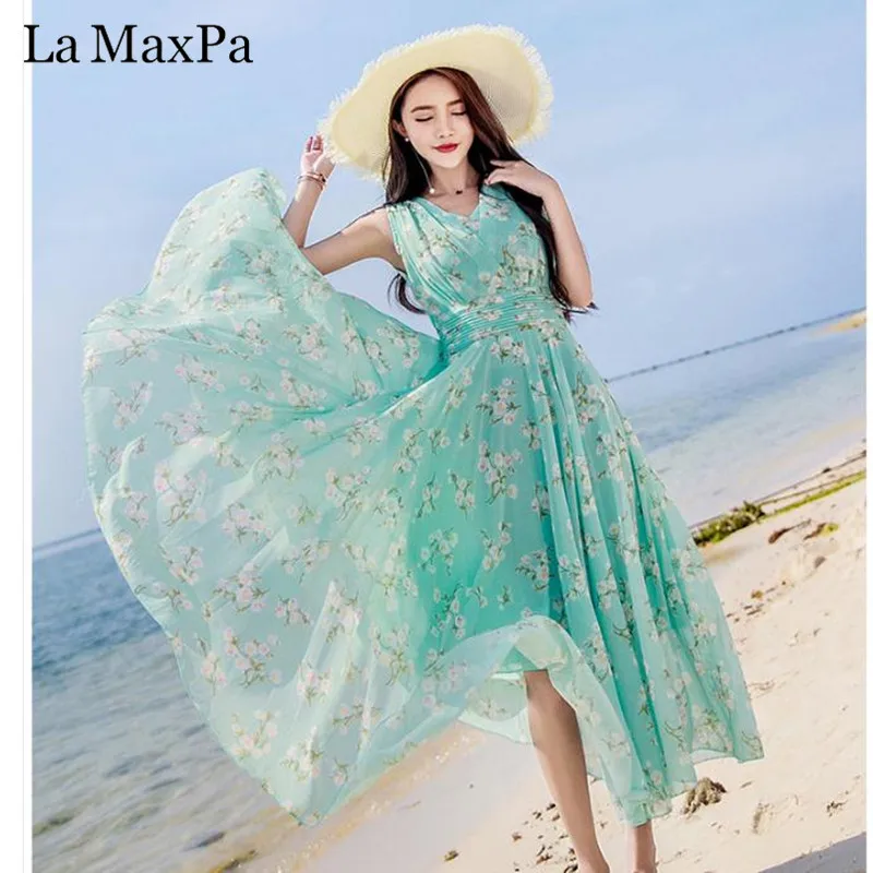 أكمام V الرقبة البوهيمي إمرأة الصيف فساتين الشيفون 2019 جديد الربيع فضفاض مطوي فستان طويل الأزهار المطبوعة الشاطئ اللباس أكمام V الرقبة البوهيمي إمرأة الصيف فساتين الشيفون 2019 جديد الربيع فضفاض مطوي فستان طويل الأزهار المطبوعة الشاطئ اللباس