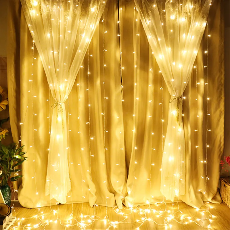 3*3m Led Icicle Curtain Fairy String Lights Window Curtain Lights for Wedding Christmas Room Garden New Year Party's Decoration 3*3m Led Icicle Curtain Fairy String Lights Window Curtain Lights for Wedding Christmas Room Garden New Year Party's Decoration