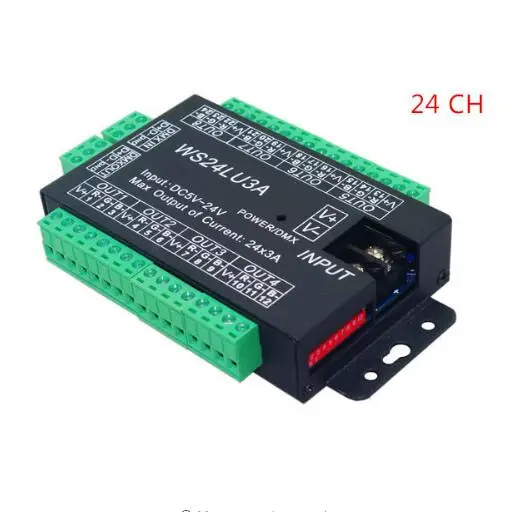 

best price 1 pcs 24 channel 8 group dmx 512 led decoder use for led strip light