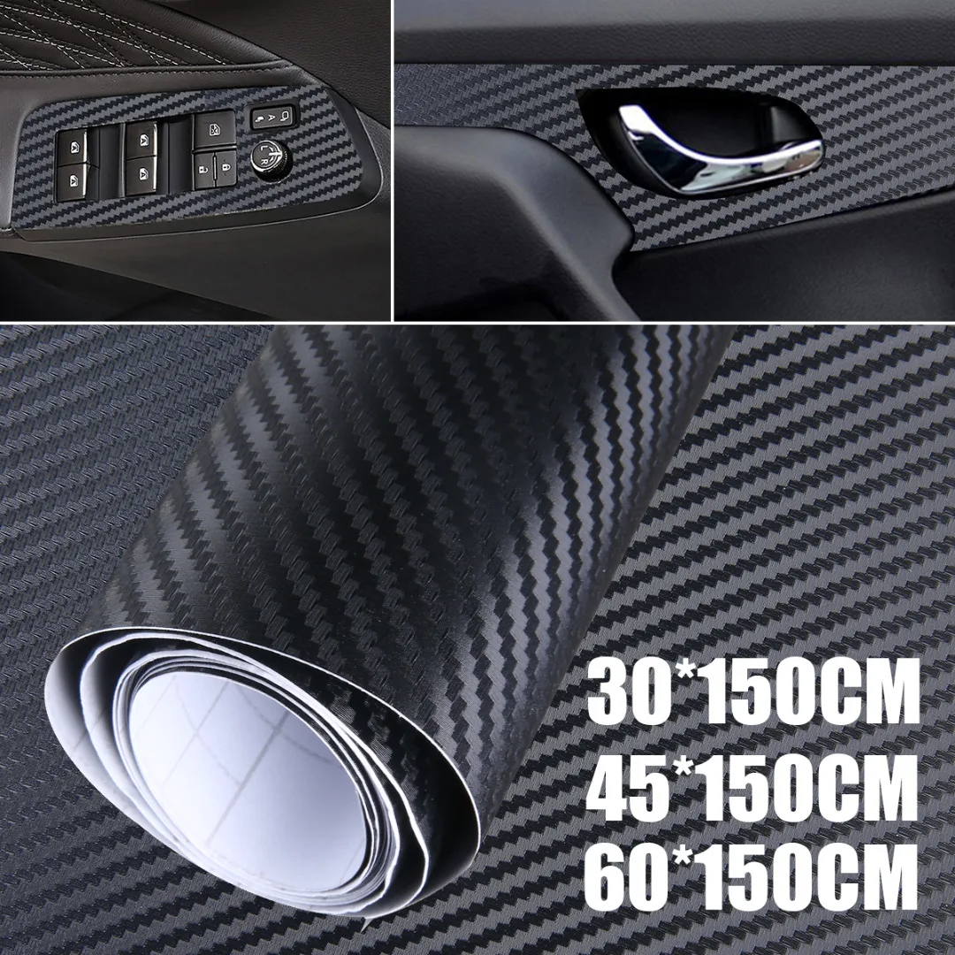 3D de alta brillante de fibra de carbono vinilo de la etiqueta engomada impermeable coche-estilo de etiqueta de la película de liberación de aire para coche Exterior Interior partes