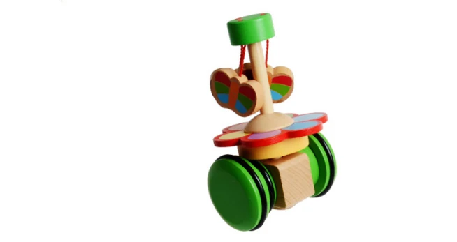 kids Wooden Toys Butterfly Cartoon Animals Funny Wooden Car Toys Baby Rotate Puzzle Trolley Cart Toys Wood Pushing Toy (12)