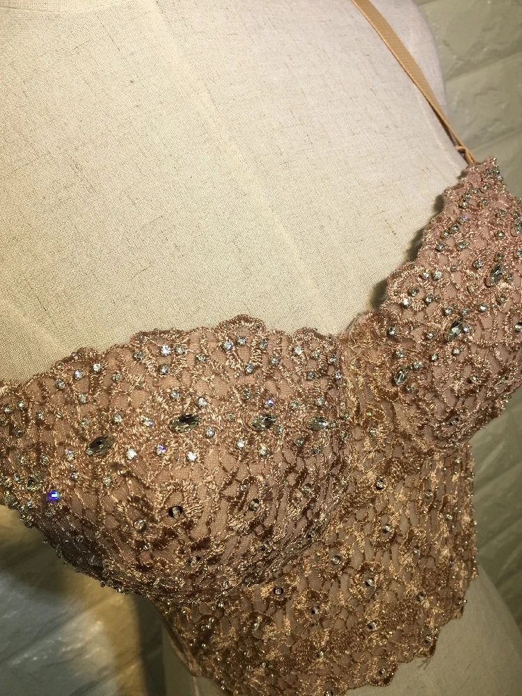 Kaufen P477 Neue Nude Mesh Spitze Perle Bustier Perlen Diamant Push Up Night Club Bralette frauen Bh Cropped Top Camis plus Größe