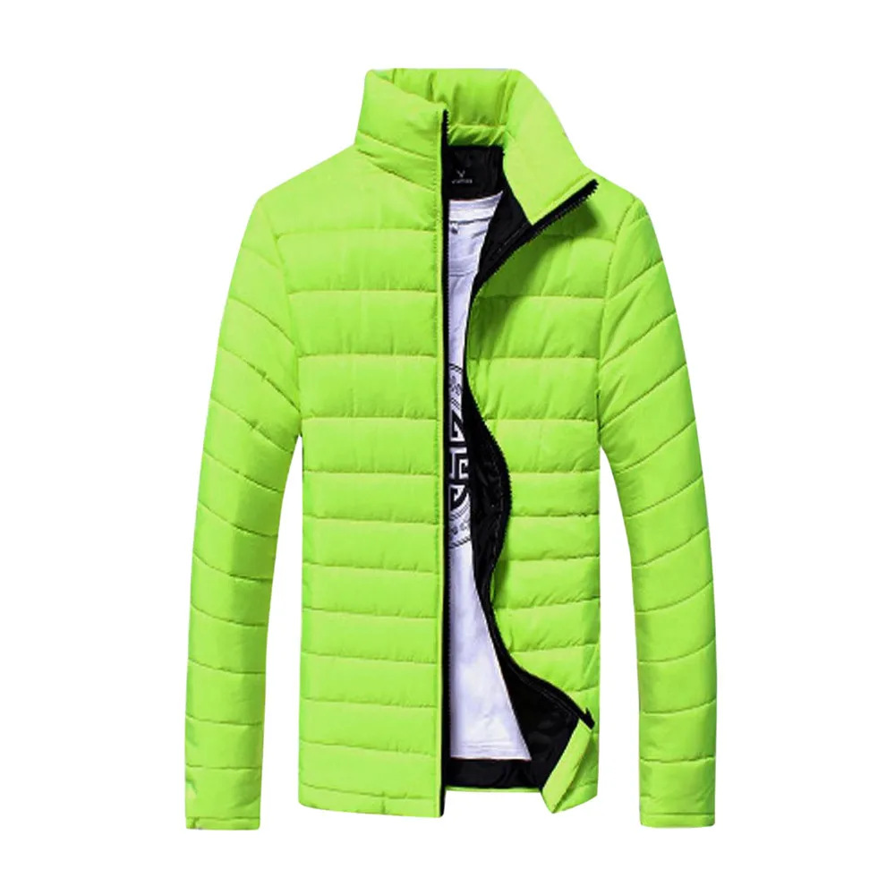 2018 зимнее Мужское пальто Мужское теплое пальто с воротником-стойкой однотонное повседневное тонкое зимнее пальто на молнии Верхняя одежда
