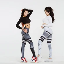 Лидер продаж, сексуальные женские с цифровым 3d-рисунком, леггинсы для фитнеса с высокой талией, эластичные штаны, спортивные Леггинсы в полоску с узором в стиле пэчворк