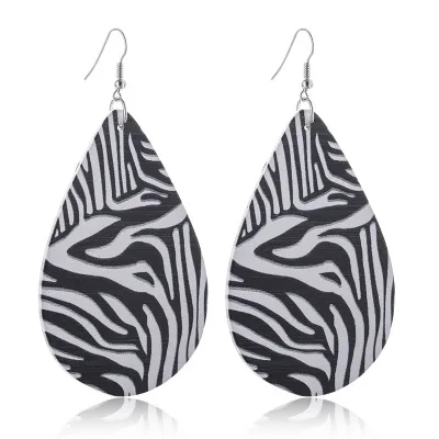 

Exaggerated African zebra stripe geometry droplets wood earrings long wood earrings pendant earrings