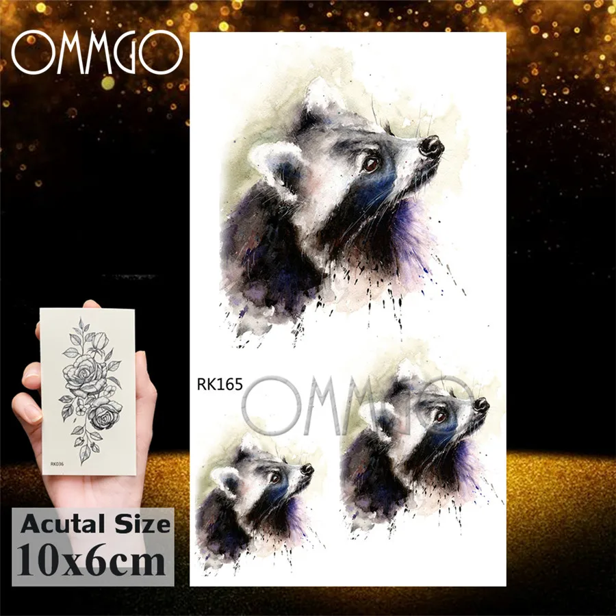 Временные татуировки OMMGO для детей с рисунком алмазной совы енота пива женские