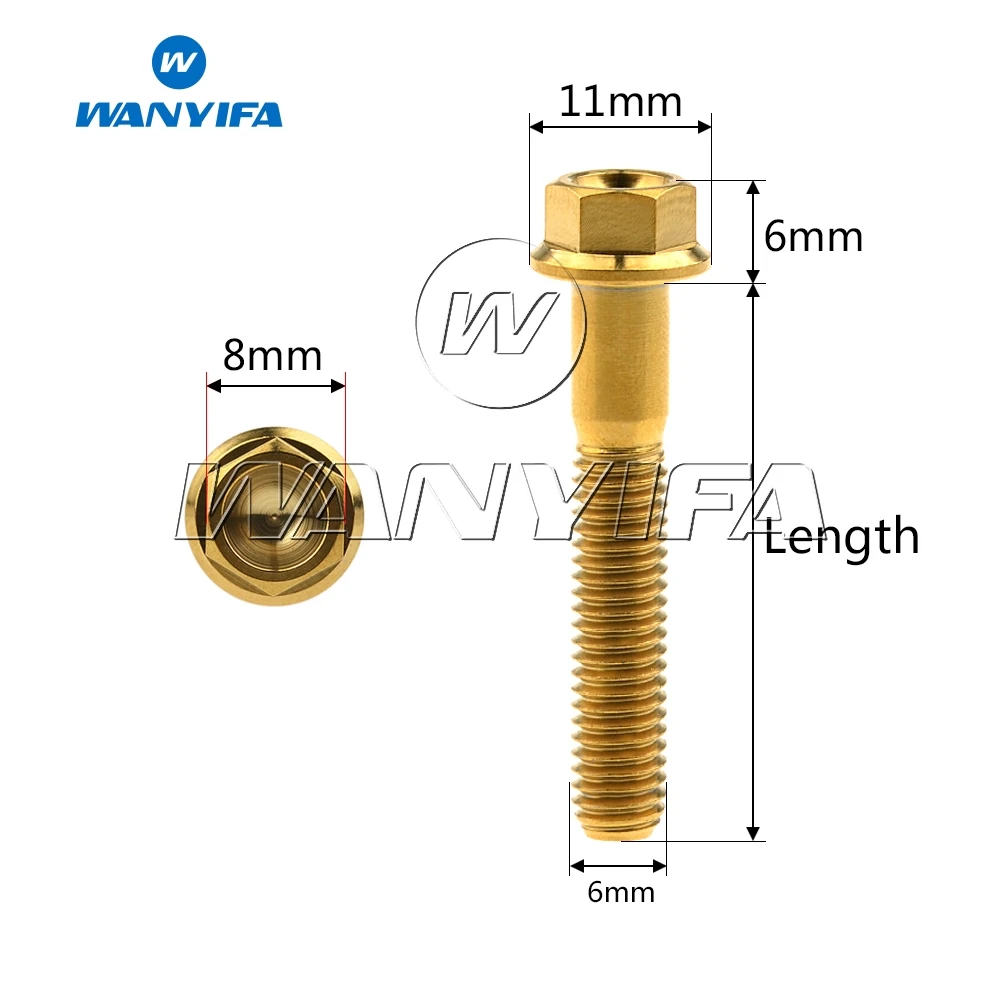 Титановый "Wanyifa" болты M6x 10 15 20 25 30 35, 40 45 50 55 60 65 70 75 80 90 мм Ювелирные наборы с маленьким болты с шестигранной головкой Винт с фланцем для велосипеда мотоцикла