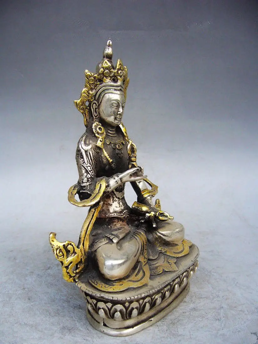 

6157<<<China's Tibet Buddhism handmade silver gilded Buddha lm1884