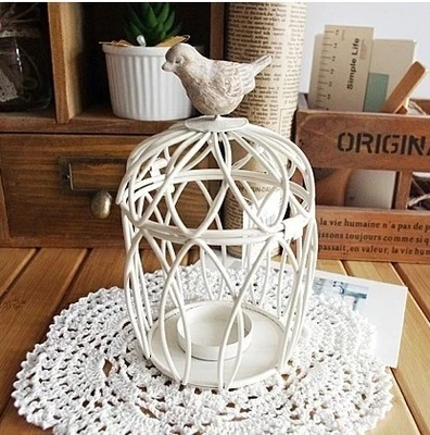 

NEW!Zakka fashion White Iron Birdcage mousse Candle Holders Home Wedding Decoration Wrought iron Circle Square Candlestick