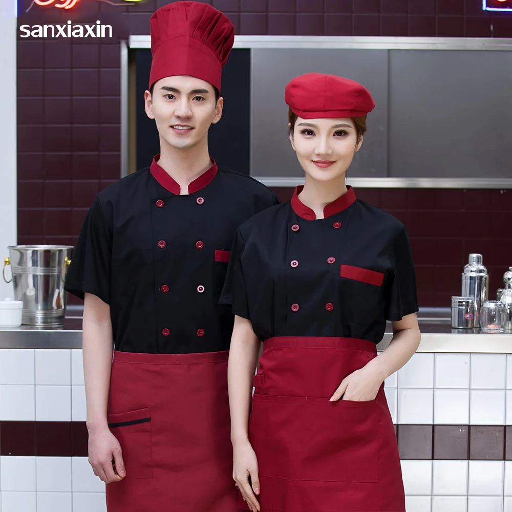 

Food Service work clothes high quality splice collar Light and Breathable restaurant hotel uniform hotel Kitchen Chef Jacket new