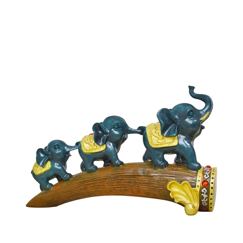 

European Creative Craft Decorations Cute Three-joint Small Elephant Resin Ornaments Living Room Lucky Animal Furnishings Crafts