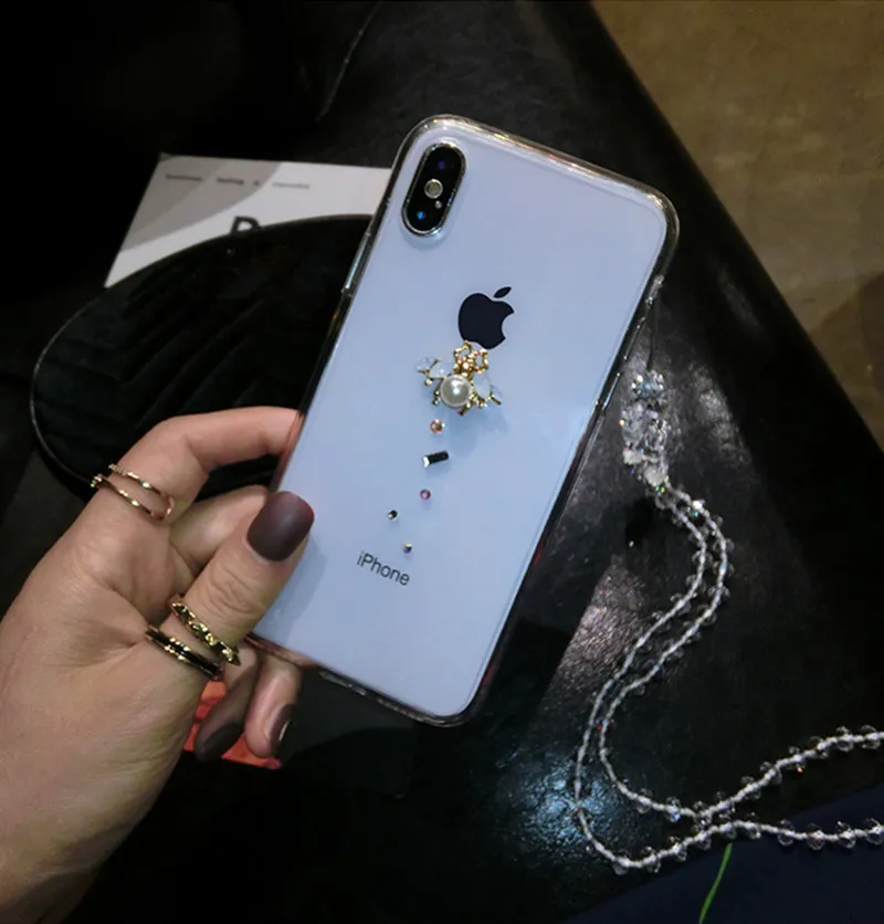 Простой стиль Bling Crystal Diamond Bee Clear Back Стразы чехол для телефона SamsungS6 S7 S8 S9 S10 PLUS Lite Note5