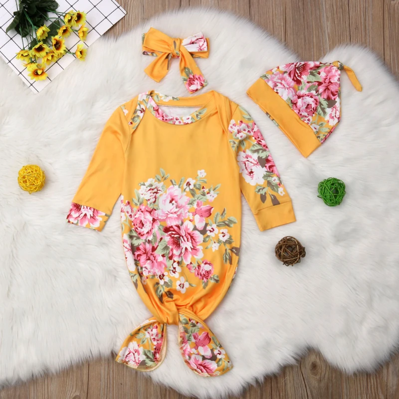 Новорожденных для маленьких девочек прекрасный цветок одеяло муслин Обёрточная бумага пеленание цветочный спальный мешок+ шляпа Headhand 3 шт