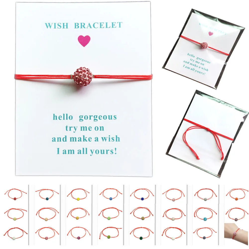 

Crystal Rhinestone Paved Lucky String Wish Bracelet Red String Cord Friendship Bracelet For Men Women Child Jewelry