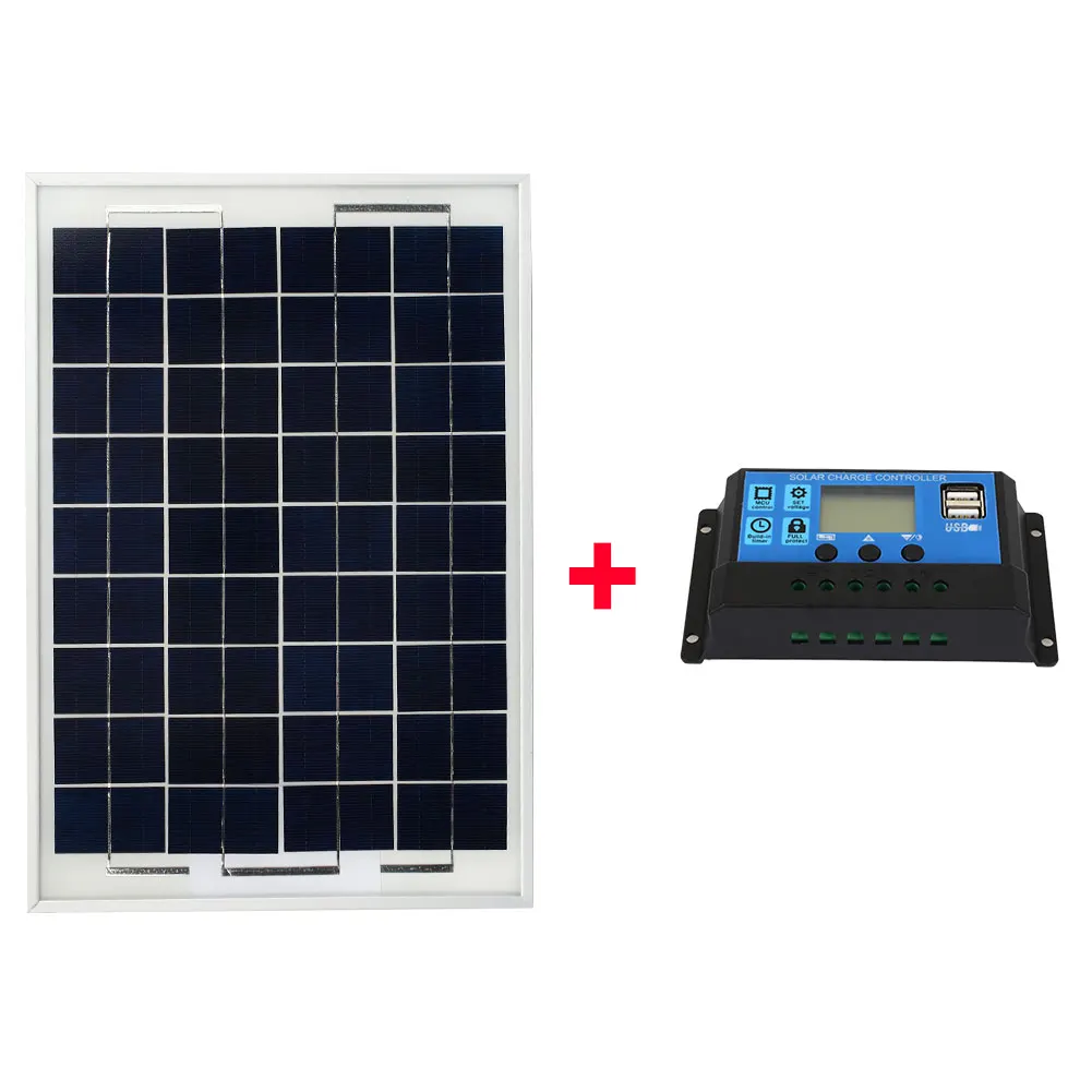 

Solar Panel Charger Solar Charge Controller Regulator Inverters 20W Mono Solar Panel DIY PWM Solar Controller Multifunctional
