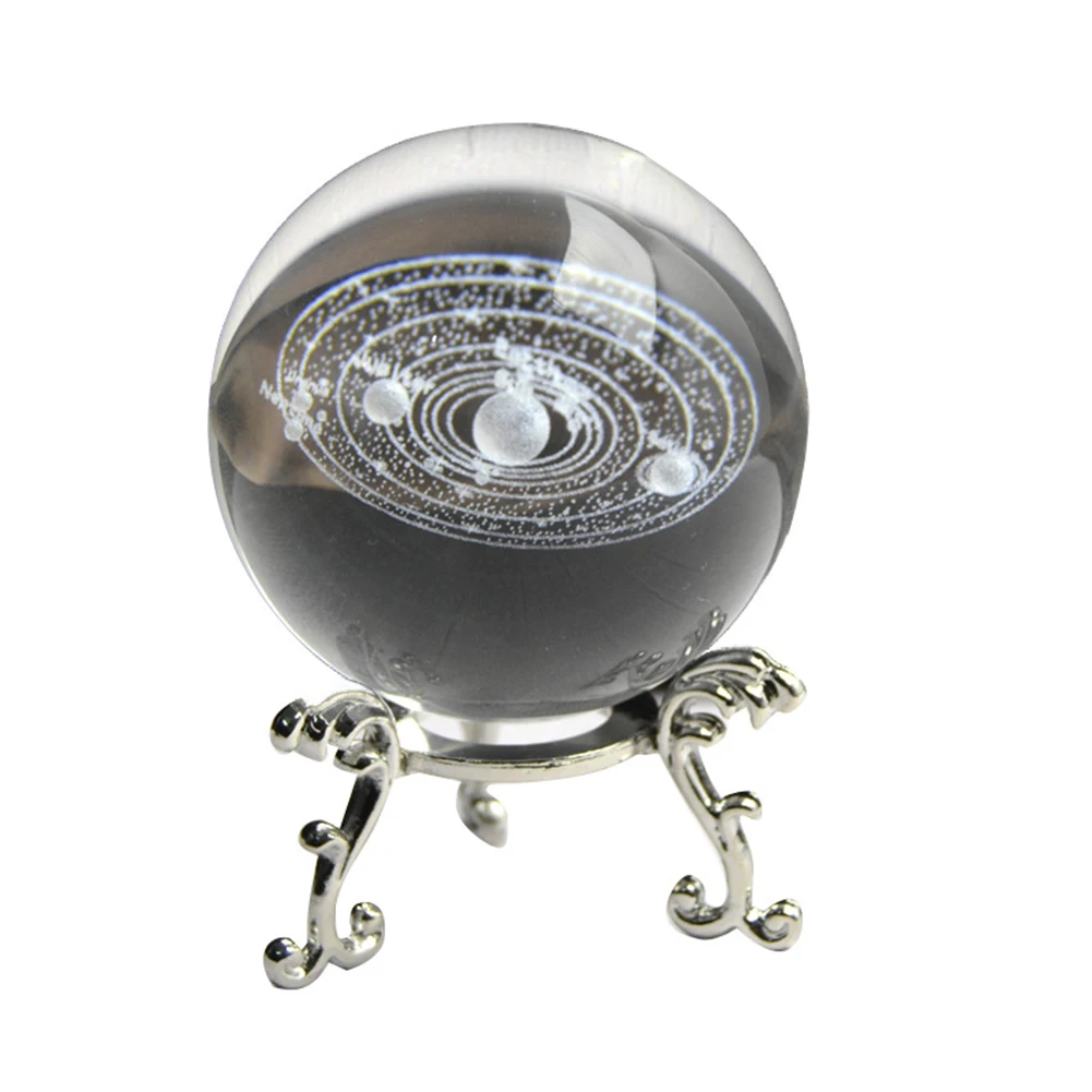 

3D Solar System Miniature Crystal Ball Engraved Planets Model Home Decor Gifts @LS MA29
