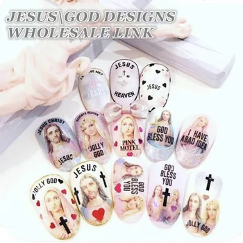 

jesus series 10 pcs/lot HANYI- CA 3d nail art stickers decal template diy nail tool decorations