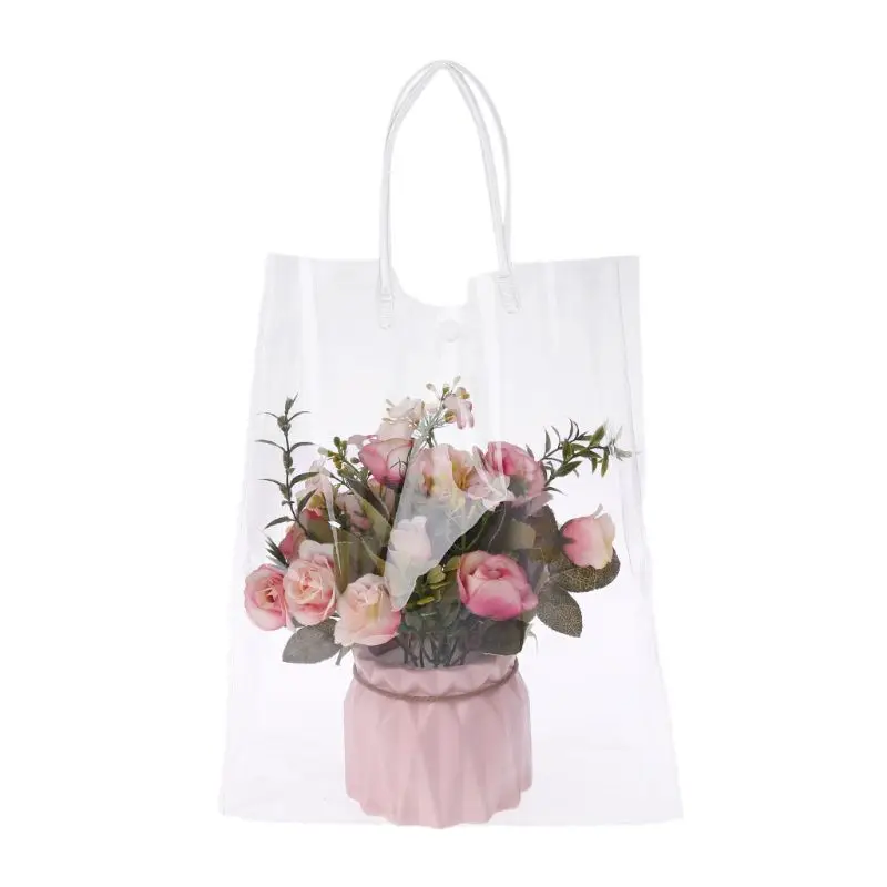 

THINKTHENDO Transparent PVC Tote Gift Bag Clear Handbags Multifunction Handbag Reusable Clear Clutch Bags