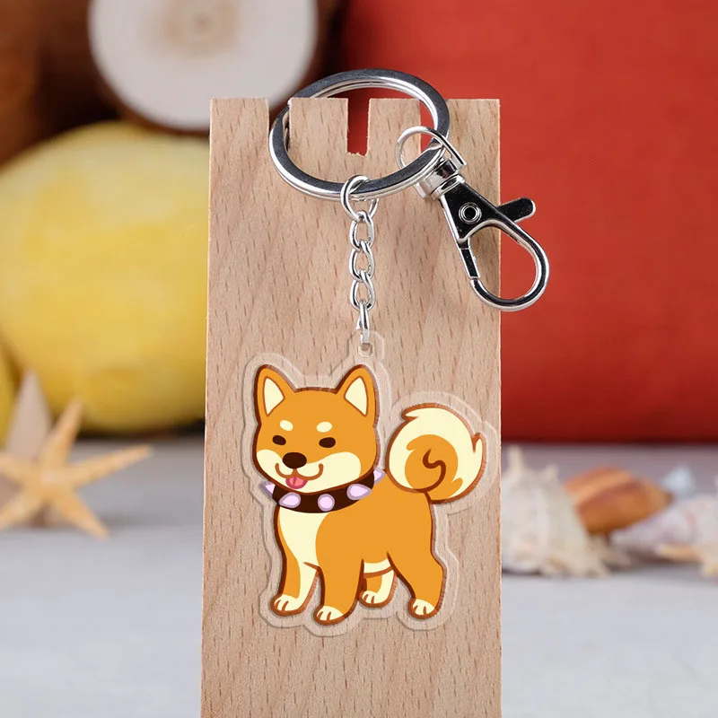 Japonês shiba inu chaveiro criativo acrílico cão pingente chaveiro para crianças e amigos presentes