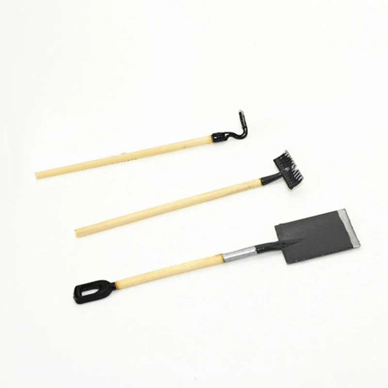

Tiny Accessory Spade Hoe Rake Set Garden tool Furniture Toys Children Kid Shovel Miniature For Dollhouse Fairy