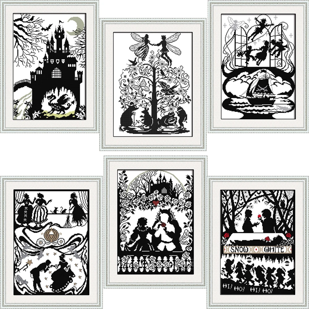 

Joy sunday Black and White Abstract Series Counted Cross Stitch Kits Cross-stitch set Embroidery Needlework