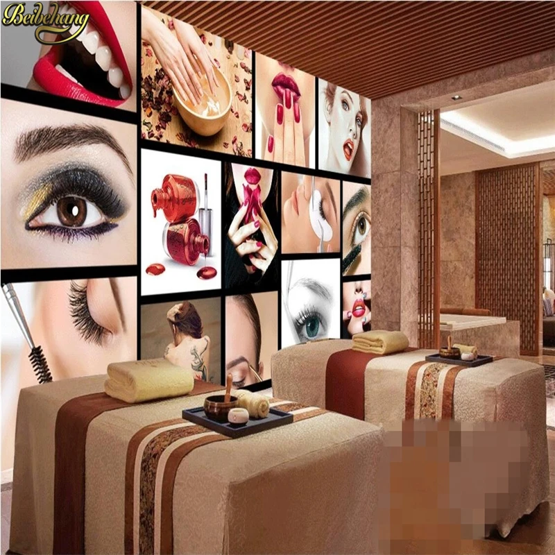 beibehang Custom photo wallpaper European and American fashion beauty salon semi - permanent eyebrows lip nail background murals