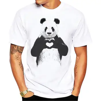 

JOLLYPEACH Tops Tees new summer T-shirt men Comfortable tshirt mens short sleeve Panda make love gesture Original t shirt homme