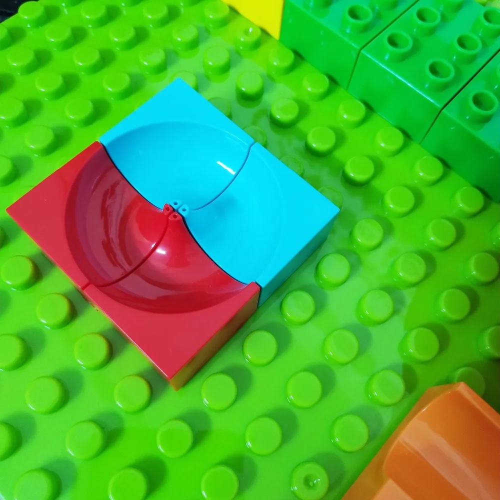 DIY كبيرة اللبنات الجسيمات الاكسسوارات الرخام سباق تشغيل متاهة الكرة المسار متوافق Legoingly Duploed تجميع الطوب اللعب