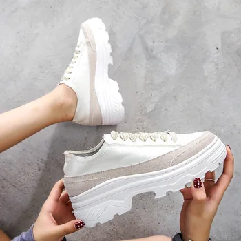 

2019 New Sneakers White Shoes Women Platform Sneakers Lady footware Cross-tied Female zapatos de mujer MA-152
