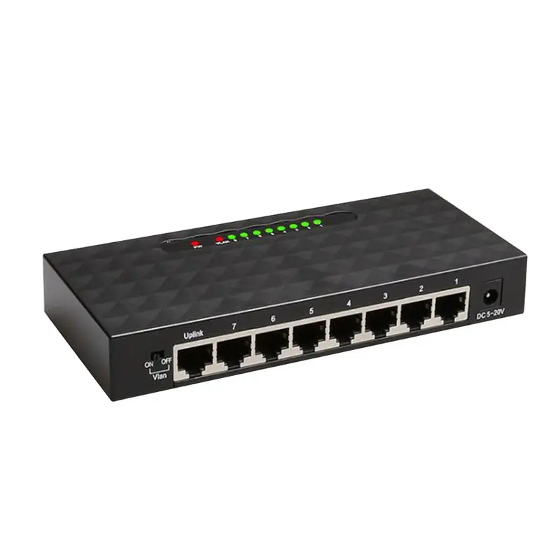 HOT-Diewu 8 Port Gigabit Ethernet Network Switch 10/100/1000Mpbs Hub Desktop Lan Hub Full/Half Duplex Exchange Ethernet Smart - Цвет: Black