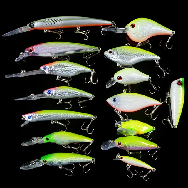 LINGYUE 15pcs/Lot Fishing Lures Artificial Make Quality