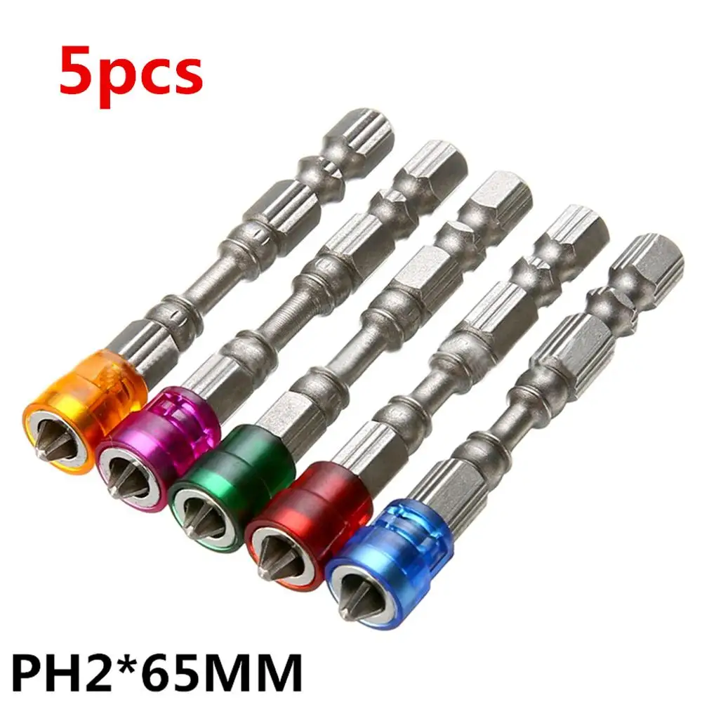 

5pcs Single Magnetic Head Cross Head Screwdriver Bit Anti-Slip Hex S2 PH2 Electric Screw Driver Set For Power Tools
