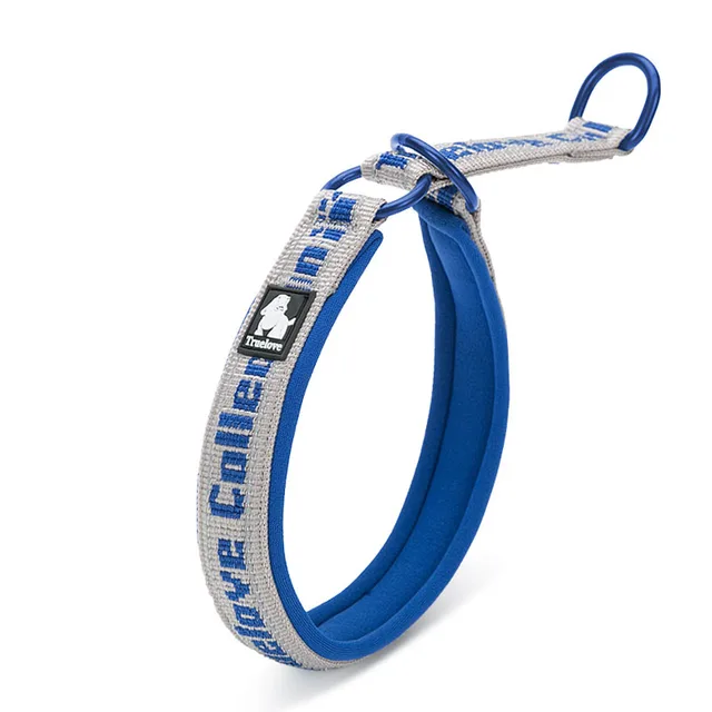 Truelove Neoprene Dog Choker Collar Nylon Soft Embroider Dog Slip Collar Training Reflective Adjustable Pitbull Collier Chien Blue
