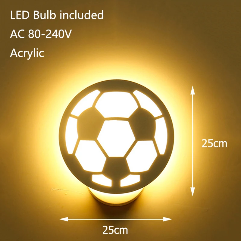 Современный акриловый Белый Футбол настенный светильник светодиодный креативный Арт Деко окрашенный футбольный настенный светильник для спальни гостиной прохода коридора