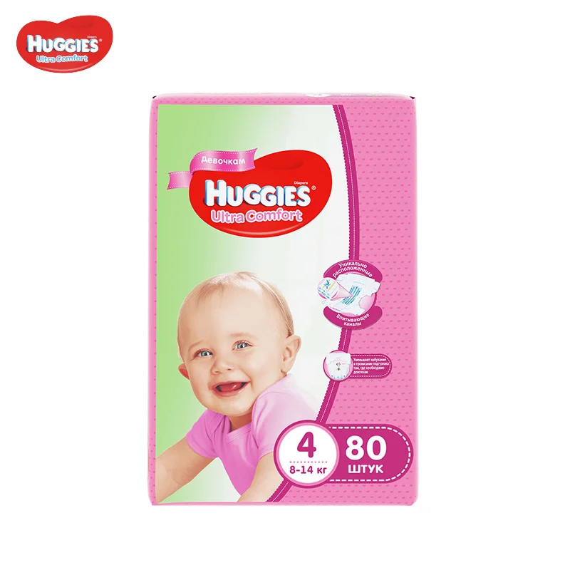 

Huggies подгузники Ultra Comfort для девочек 4 (8-14 кг) 80 шт.
