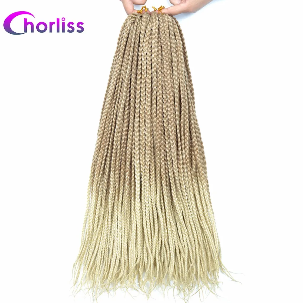 

Chorliss Box Braids Crochet Hair Extensions Crochet Braids Synthetic Ombre Gray Bug Braiding Hair Bundles Blonde 22roots/pack