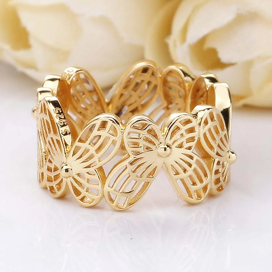 

New 925 Sterling Silver Ring Shine Openwork Butterflies With Crystal Rings For Women Wedding Party Gift Fine Europe Jewelry