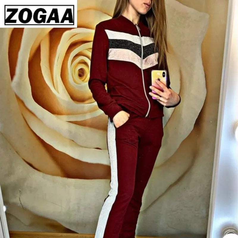 ZOGGA Loose Casual Women Casual Suits 2 Pieces Spring Women Suit Fashion Long Top and Pant Sweatsuit for Mountain Climbing'Girls